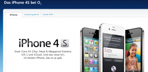 Screenshot iPhone-Webseite o2