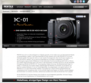 Screenshot Pentax K-01 Webseite Screenshot Pentax K-01 Webseite