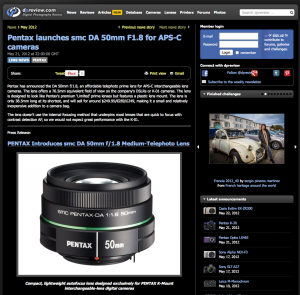 Pentax DA 50/1,8 auf dpreview