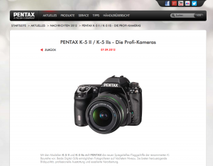Screenshot Pentax K-5 II News