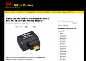 Screenshot NikonRumors Artikel zur D600