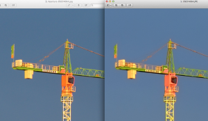Links Aperture, rechts Fuji JPEG