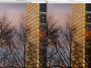 Links Aperture, rechts Fuji JPG